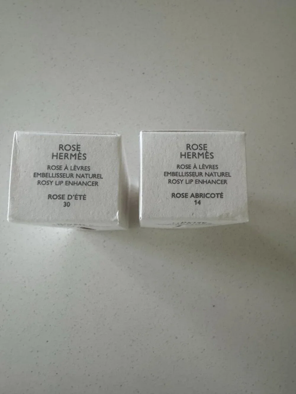 TWO Hermès Rose 30 (D'ete) and 14 (Abricote) Refillable Rosy Lip Enhancers